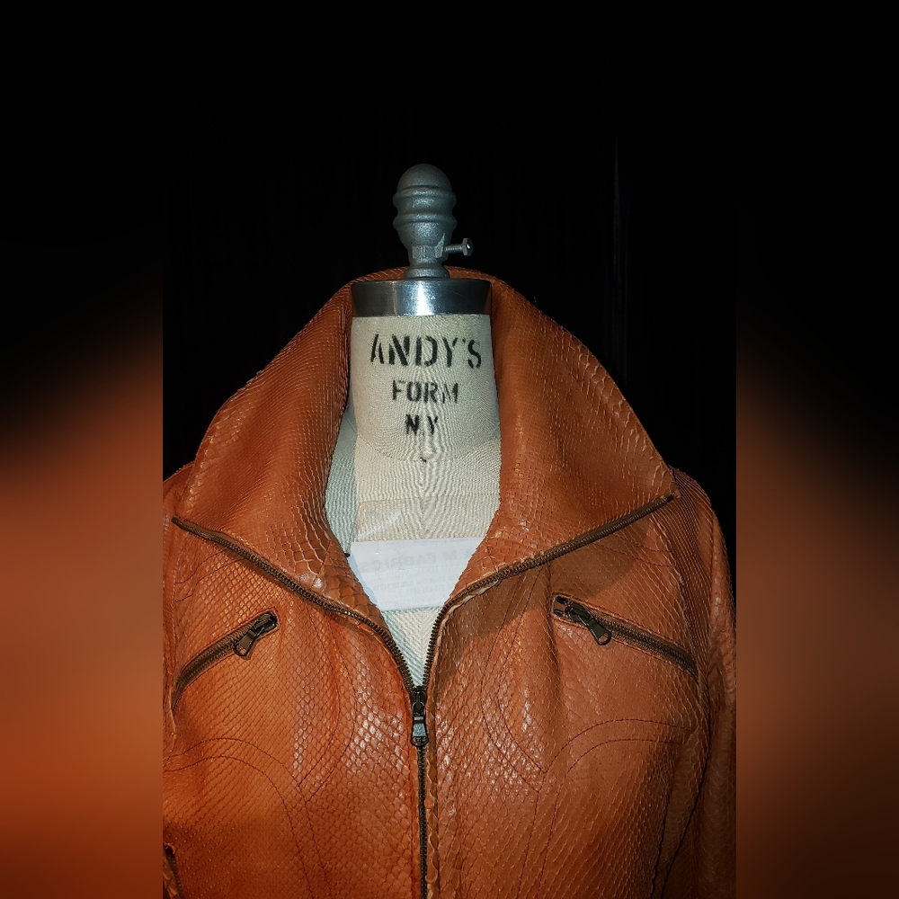 Sollecttic Genuine Python Snakeskin Burnt Orange … - image 6